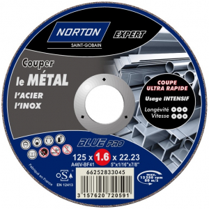 Meule de tronçonnage pour le métal NORTON EXPERT - 125 x 1.6 mm 