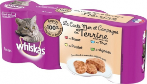 Boîtes en terrine pour chats - Whiskas - 4 variétés - 4x400 gr