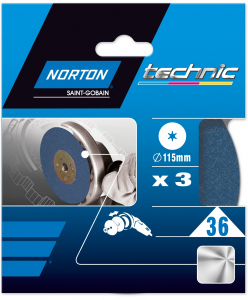 Disques ponçage pour meuleuse d'angle Grain 36 Norton Technic - Ø 115 x 22 mm