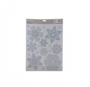 Décoration de fenêtre pour Noël - Flocon s de neige - Stickers - Bleu/Argent