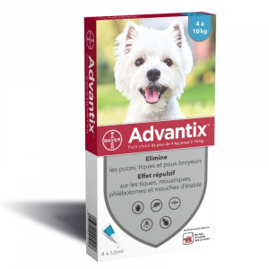 Traitement antiparasitaire petits chiens - Advantix - 4 à 10 kg - x4