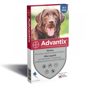 Traitement antiparasitaire grands chiens - Advantix - 25 à 40 kg - x4
