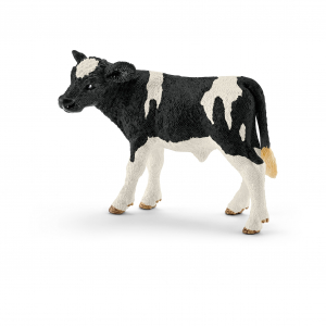 Figurine Veau Holstein - Schleich - Blanc/Noir - 7.4 x 3.8 x 5 cm