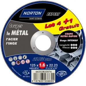 Meules de tronçonnage pour métal NORTON EXPERT - Ø 125 x 1.6 x 22.23 mm
