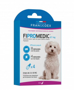 Fipromedic - Francodex - Pour petits chiens - Traitement des infestations par puces et tiques - 4 pipettes de 0,67ml