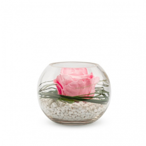 Rose stabilisée rose pastel dans verrerie - Ø13 cm