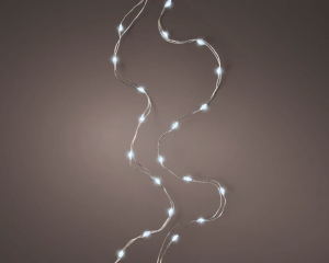 Guirlande lumineuse  - Micro led - Blanc froid - câble argent - 295 cm - 60 leds - intérieur