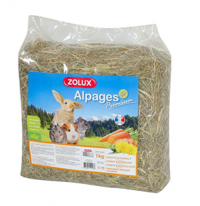 Foin pour rongeur - Alpage Premium - Carotte et pissenlit - Zolux - 1 kg.