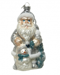 Suspension personnage en verre - Bonhomme de neige ou Père Noel - Hauteur 12,6 cm