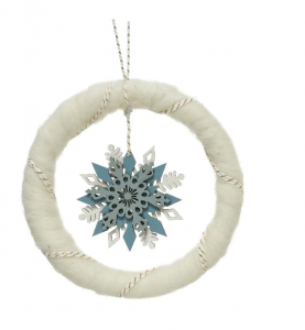 Cercle avec flocon de neige - à suspendre - 2 assortiments - Diamètre 16 cm