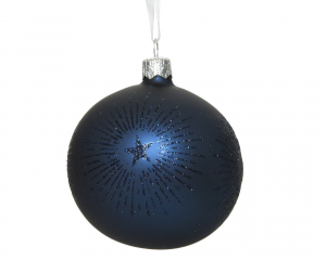 Boule de verre mat - Bleu nuit avec décor étoile - Ø 8 cm