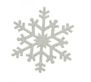 Flocon de neige avec paillettes - Blanc- A suspendre - 3 assortiments - Hauteur 12 cm