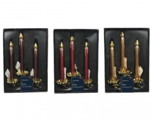 Lot de 3 bougies sur clip - Verre - 4,8 cm - Modèle au choix