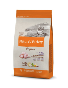 Alimentation naturelle pour chats stérilisés - Nature's Variety Original -  Sans Céréales DINDE 7KG