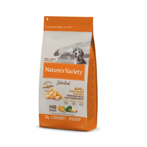 Alimentation naturelle pour chiens junior toutes tailles - Nature's Variety Selected -Sans céréales POULET PLEIN AIR 2KG
