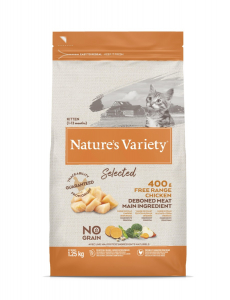 Alimentation naturelle pour chatons - Nature's Variety Selected - Sans céréalesPOULET PLEIN AIR 1,25KG