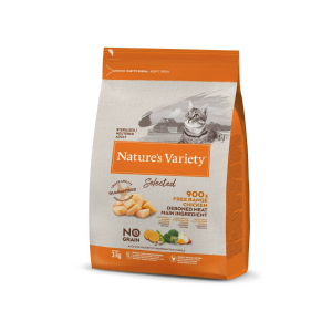 Alimentation naturelle pour chats stérilisés - Nature's Variety Selected -  Sans Céréales POULET PLEIN AIR 3 KG