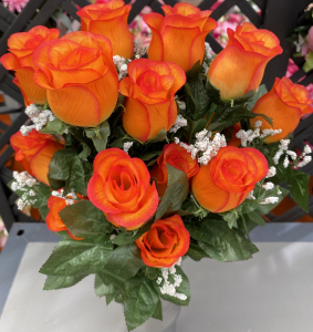 Bouquet roses et gypsophile - Artificiel