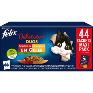 Délicieux duos en gelées - 44 sachets -Pour chat - Felix