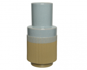Vase en grès - bleu clair, beige - H 30 cm
