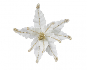 Fleur de Noël - blanc, paillettes - 44 cm