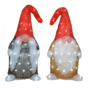 Gnome lumineux - 44 cm - Blanc froid - Extérieur - Modèle au choix