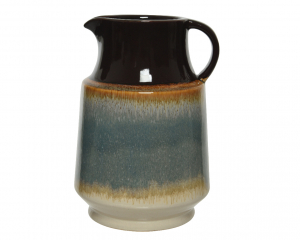 Vase en grès fait main - bleu - marron - H21 cm