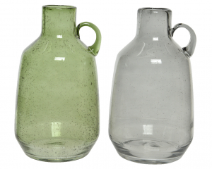 Vase en verre recyclé - vert, gris - H22 cm