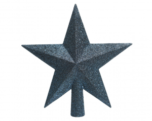 Cimier de sapin étoile - Bleu paillettes - 19 cm