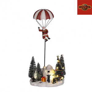 Père Noël en parachute - Village de Noël - 13 X 12 X 29 cm
