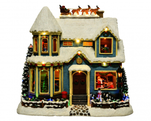 Maison lumineuse de village de Noël - 22 x 36 X 32,5 cm