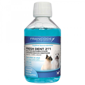 Fresh Dent2 en 1, action anti-plaque - Francodex - Pour chiens et chats - Flacon de 250ml