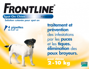 Frontline Spot On x 4 pour chien de 2 à 10 kg - Traitement, prévention et élimination de puces, tiques et poux