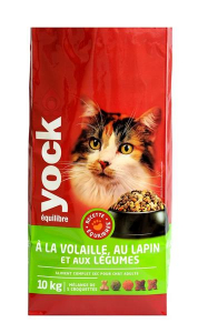 Croquettes Yock Equilibre pour chat - Volailles, lapins et légumes - 10 kg