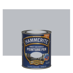 Peinture fer - Hammerite - Direct sur rouille - Argent - 0.75 L 