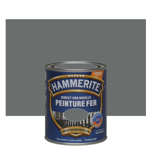 Peinture fer - Hammerite - Direct sur rouille - Gris argent - 0.75 L 