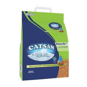 Litière végétale Catsan naturelle plus - grains de bois tendre - 20 L 