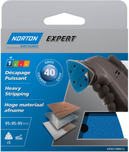 Abrasifs triangle pour ponceuse Grain 40 NORTON EXPERT- 95 x 95 x 95 mm 