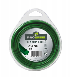 Fil nylon étoilé - Progreen - vert - Ø 1.6mm x 15m