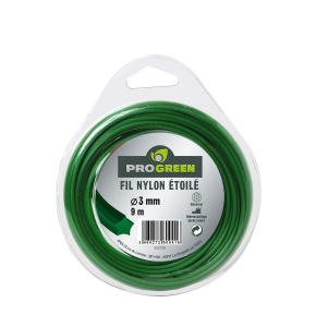Fil Nylon étoilé - Progreen - vert - Ø 3mm x 9m 