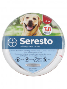 Collier pour grands chiens antiparasitaire - Seresto - 8 mois de protection - >8kg - 70 cm