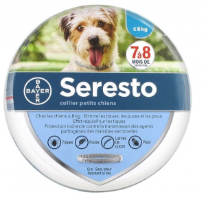 Collier pour petits chiens antiparasitaire - Seresto - 8 mois de protection - 8 kg - 38 cm