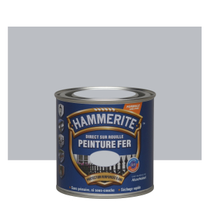  Peinture fer - Hammerite - Direct sur rouille - Brillant - Argent - 0.25 L 