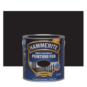 Peinture fer - Hammerite - Direct sur rouille - Brillant - Noir - 2.5 L 
