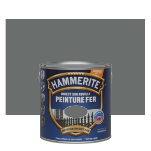 Peinture fer - Hammerite - Direct sur rouille - Martelé - Gris argenté - 2.5 L 