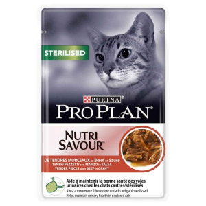 Effilés en sauce pour chat Sterilised Nutrisav - Proplan - boeuf - 85 gr 