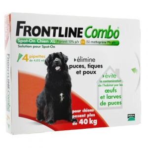 Frontline Combo x 4  pour chien de 40 kg et plus - Traitement anti-puces pour chien
