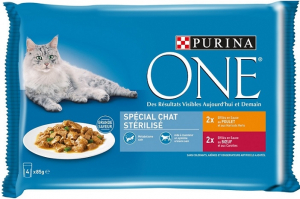Effilés en sachet pour chat stérilisé - Purina One - PouletBoeuf - 4x85 gr