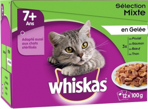 Sachets fraîcheur en gelée pour chats seniors stérilisés - Whiskas - 4 variétés - 12x100 gr