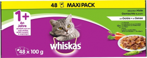 Sachets fraîcheur en gelée pour chats adultes stérilisés - Whiskas - 4 variétés - 48x100 gr